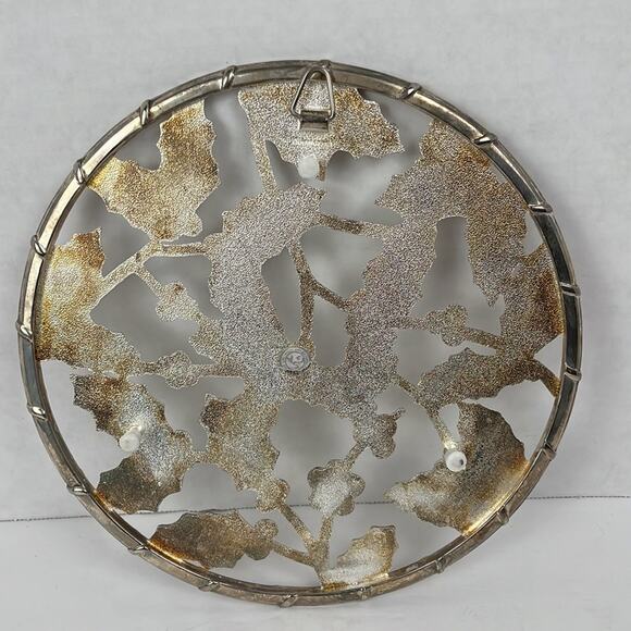 Holly and Berries Silvertone Trivet 9 inch Diameter Dinner Table Decor - Picture 3 of 6